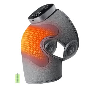 IKEEPFIT Massageador De Joelho Sem Fio Com Vibração E Calor Para Alívio Da Dor Maxwarm 5.0 [Atualizado Em 2025] - Suporte Elétrico Aquecido 5 Níveis 3 Modos Massagem, Presente Homens Mulheres (Cinza