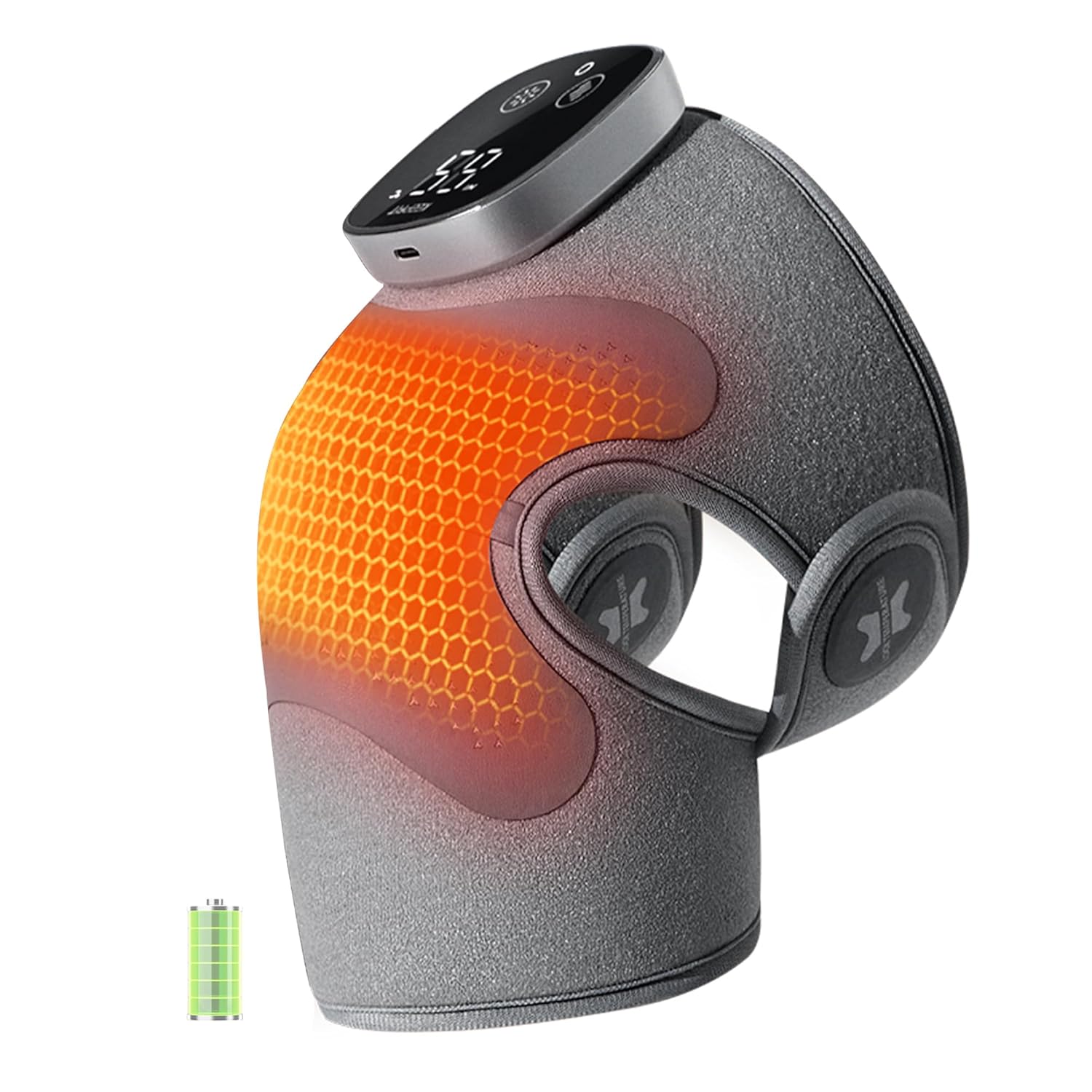 IKEEPFIT Massageador De Joelho Sem Fio Com Vibração E Calor Para Alívio Da Dor Maxwarm 5.0 [Atualizado Em 2025] - Suporte Elétrico Aquecido 5 Níveis 3 Modos Massagem, Presente Homens Mulheres (Cinza
