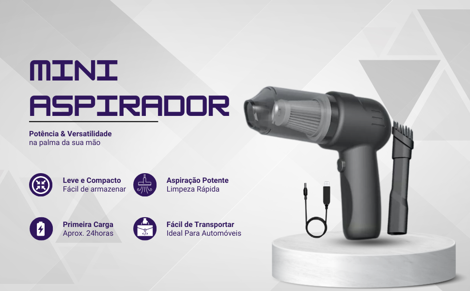 Aspirador portátil sem fio, aspirador automotivo potente, aspirador de pó recarregável