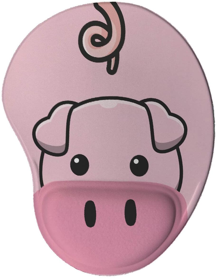 Mouse pad Divertido Ergonômico Porco Kawaii Escritório Geek cor:Rosa