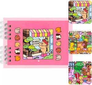 Livro colorir Infantil, Capa Dura Rosa, A5, 50 Páginas, Papel 180g