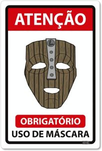 Placa Decorativa em Acrílico, Beek Geek's Stuff, tamanho 24x16cm, modelo USE MÁSCARA LOKI, Branca