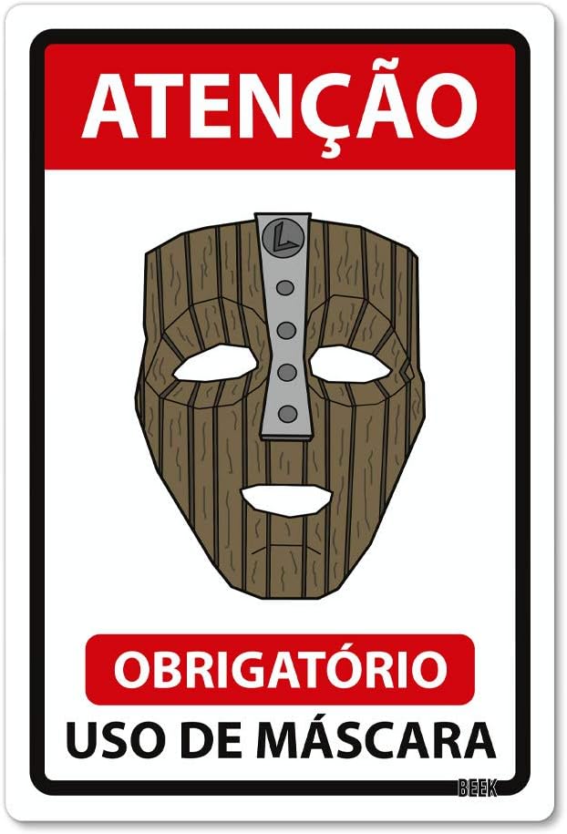 Placa Decorativa em Acrílico, Beek Geek's Stuff, tamanho 24x16cm, modelo USE MÁSCARA LOKI, Branca