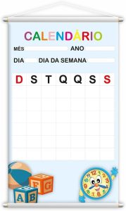 Banner Didático Escolar Calendário Dia Mês e Ano 120x60cm
