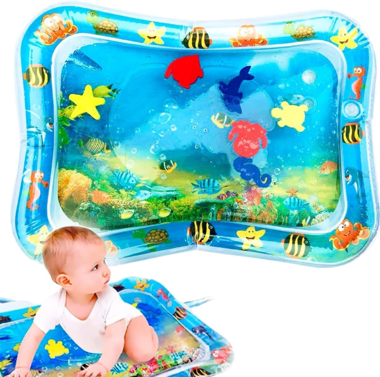 Tapete Aquático Inflável para Bebê, Temática Oceano, Estímulo Sensorial, Azul