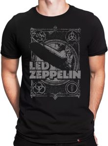 KING OF GEEK Camiseta Led Zeppelin Unissex Adulto Preta Sem Mangas Tamanho M Moderno com Impressão de Letra Gola Redonda Ajuste Moderno Camiseta Tradicional Unissex