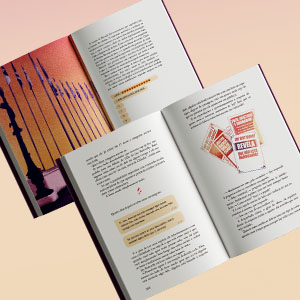 Imagem do livro aberto em diferentes páginas